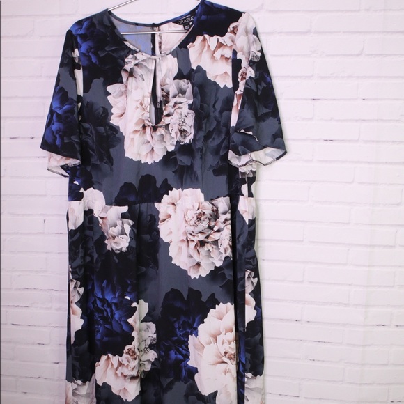 Grazia Peony Floral Keyhole Dress Plus Size 16 NEW - Picture 1 of 8